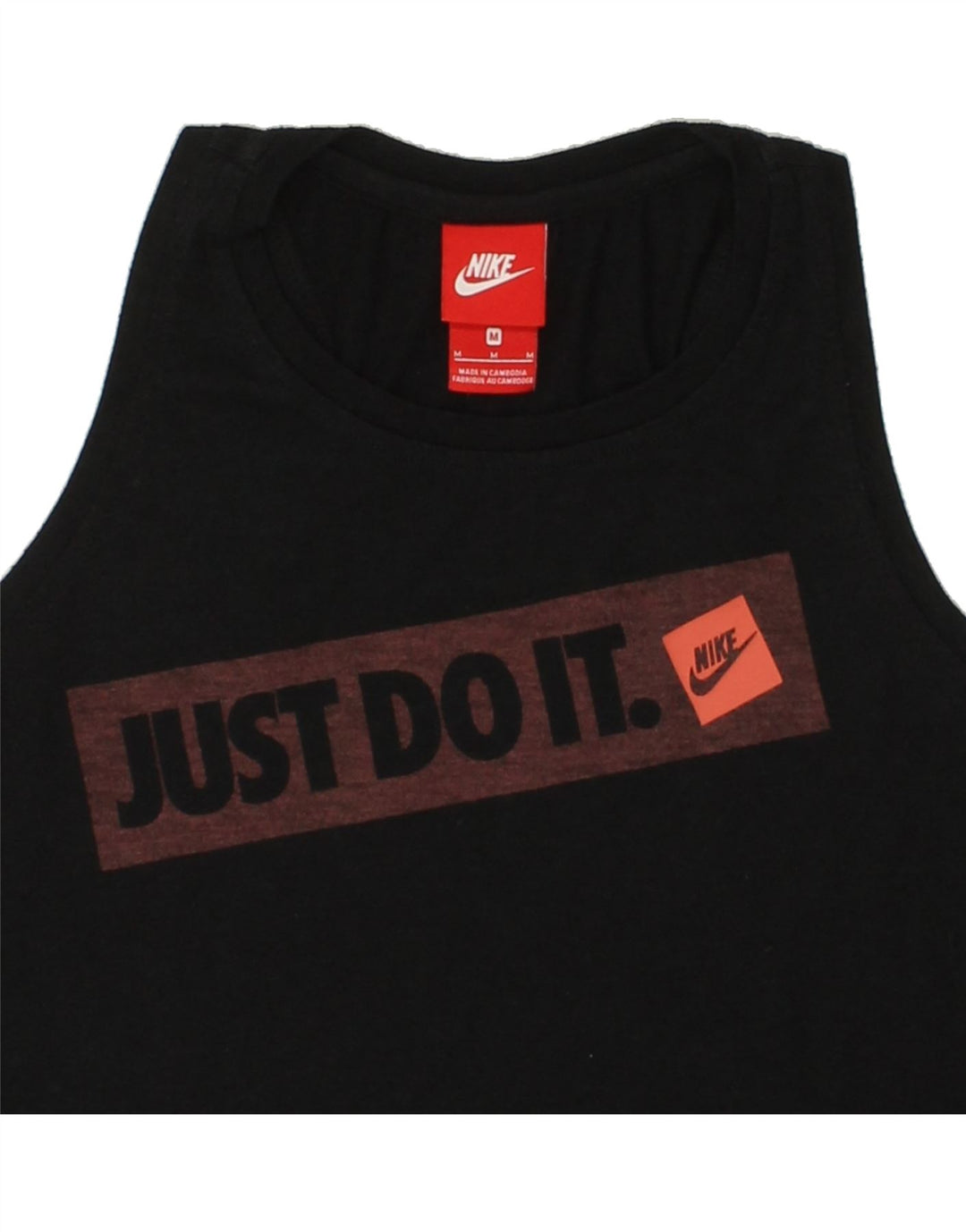 NIKE Womens Crop Graphic Vest Top UK 14 Medium Black Cotton Vintage Nike and Second-Hand Nike from Messina Hembry 