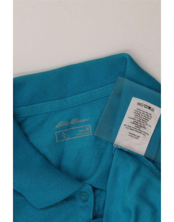 EDDIE BAUER Damen Poloshirt UK 14 Mittelblaue Baumwolle