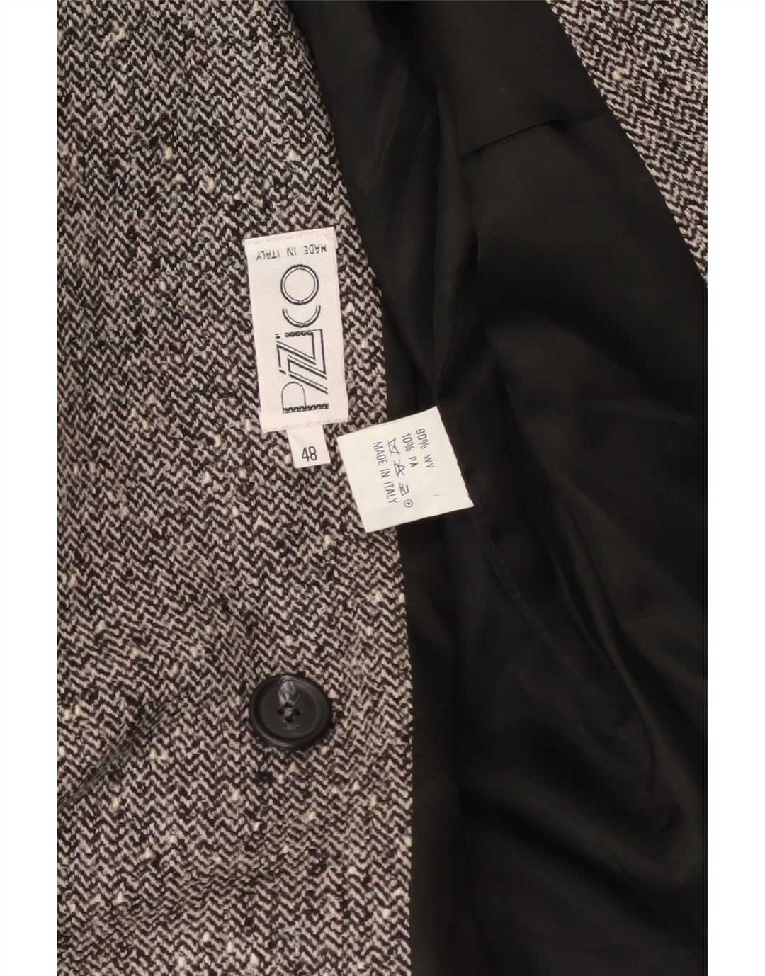 Vintage Damen Zweireiher Blazer Jacke IT 48 XL Grau Herringbone