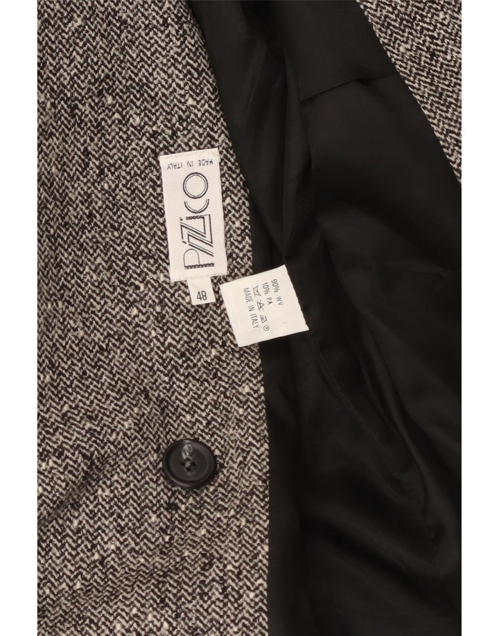 Vintage Damen Zweireiher Blazer Jacke IT 48 XL Grau Herringbone