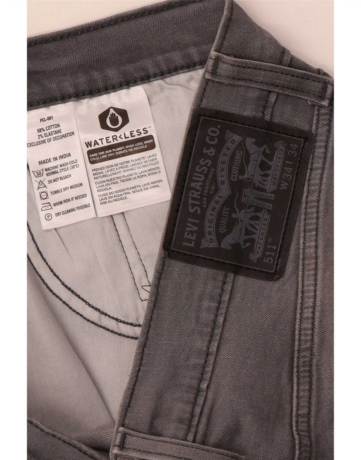 Levi's Herren Slim Jeans W34 L30 Graue Baumwolle