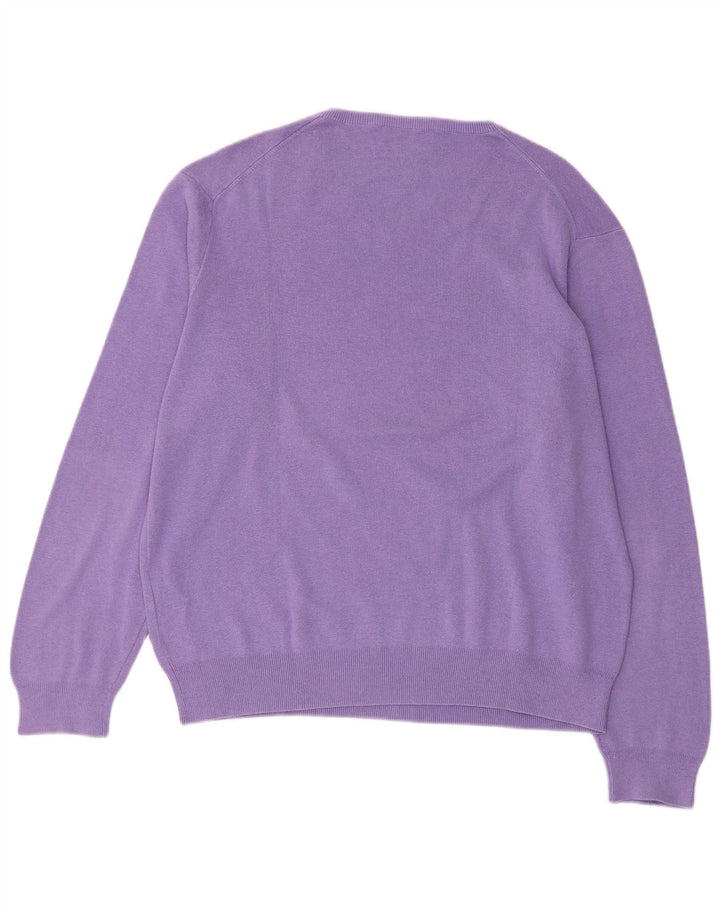 POLO RALPH LAUREN Damen-Pullover mit V-Ausschnitt, Gr. 16, Größe L, Lila, Baumwolle