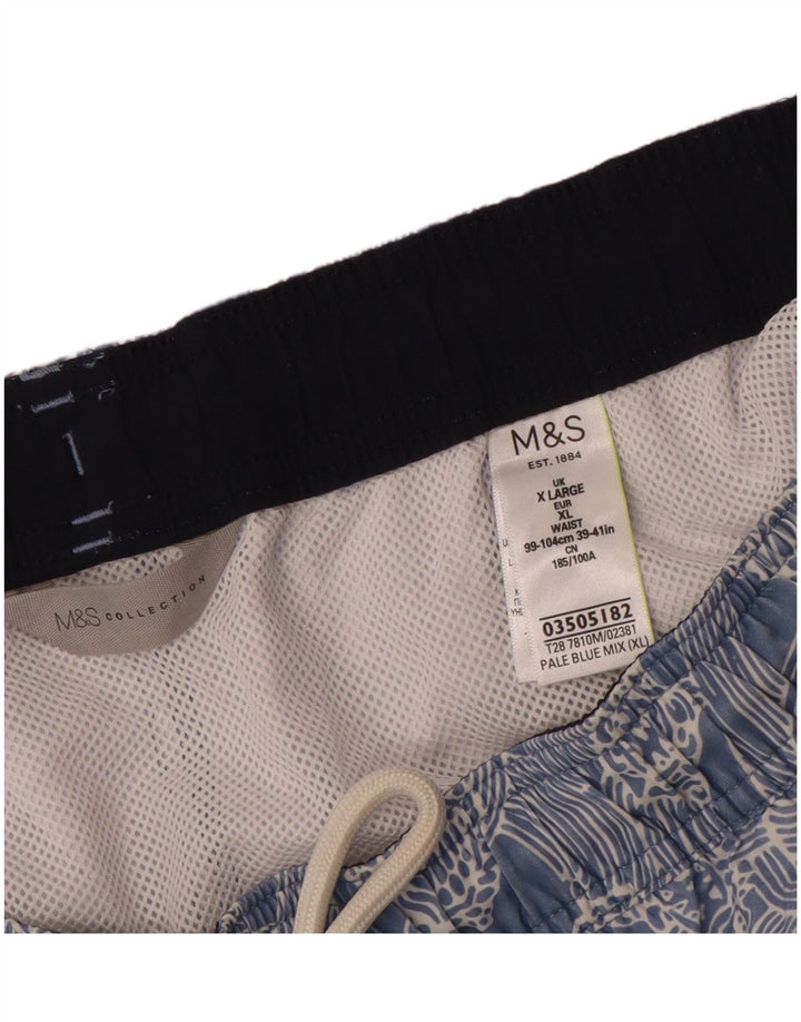 Marks & Spencer Herren-Badeshorts mit abstraktem Muster, XL, Blau, Polyester