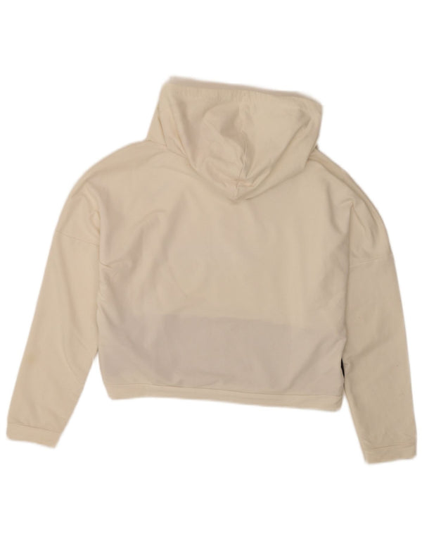 Puma Womens Crop Graphic Hoodie Pullover UK 10 Small Weiß Farbblock