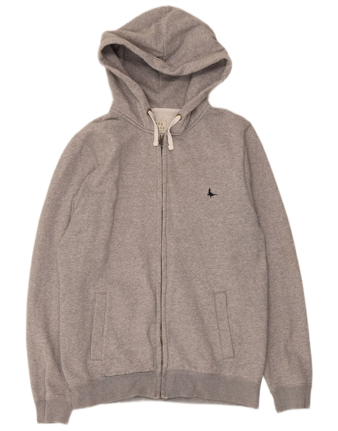 Jack Wills Herren-Kapuzenpullover mit Reißverschluss, mittelgrau gesprenkelte Baumwolle