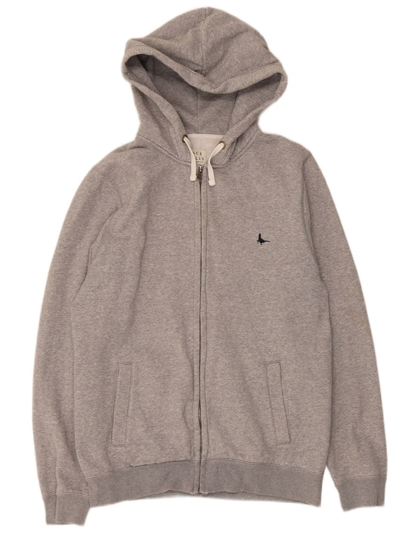 Jack Wills Herren-Kapuzenpullover mit Reißverschluss, mittelgrau gesprenkelte Baumwolle