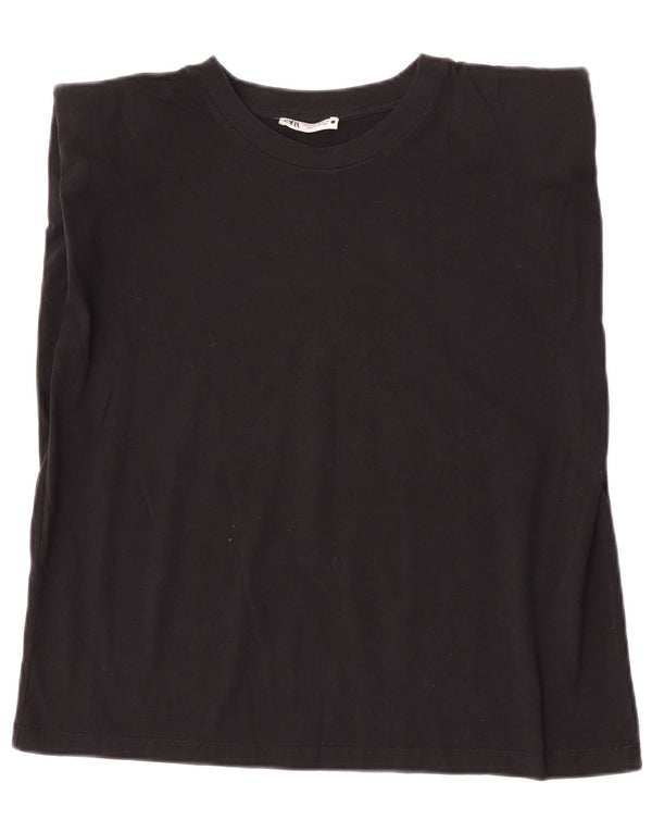 Zara Damen Weste Top UK 14 Medium Schwarz