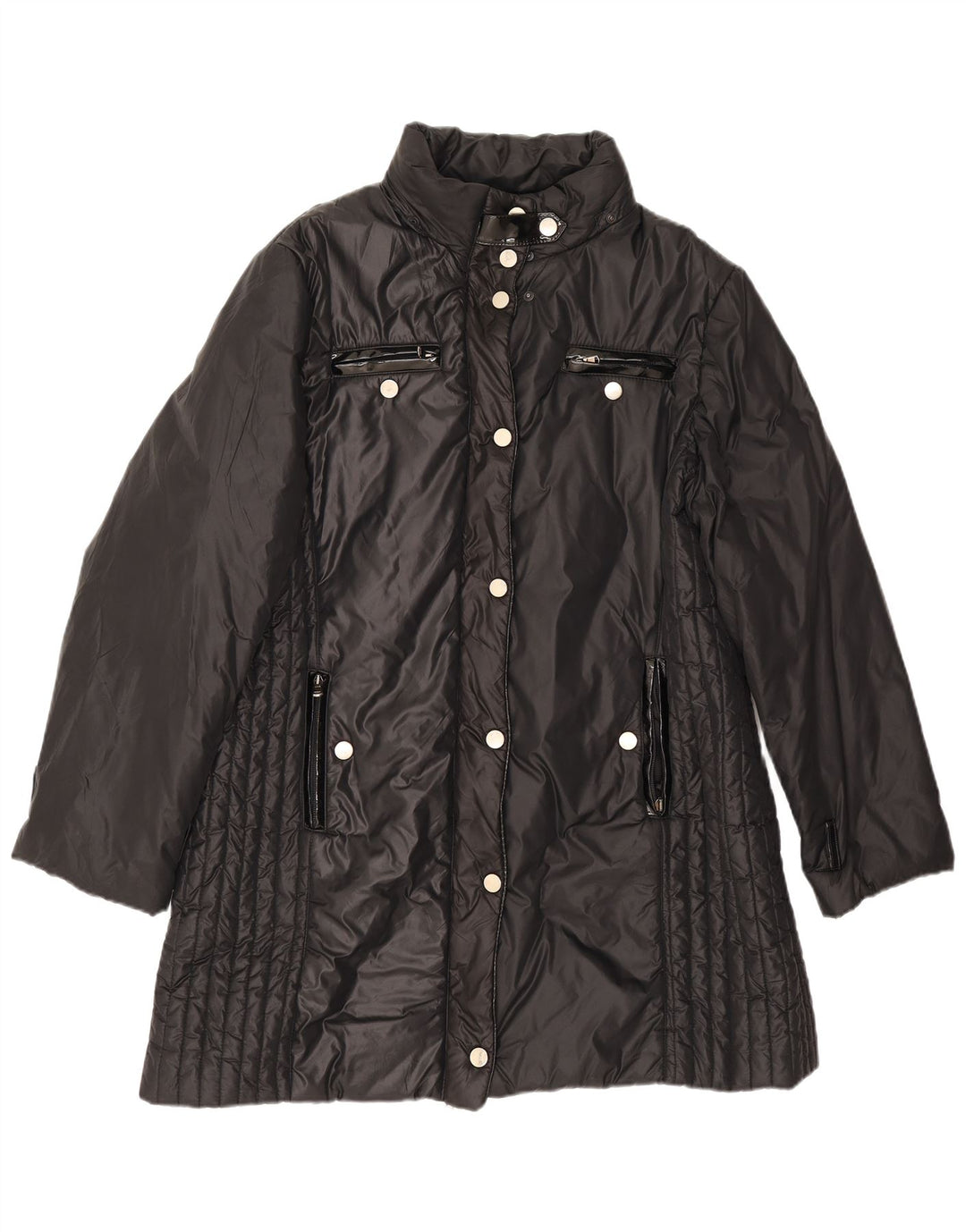 Fiorella Rubino Damen Wattierter Mantel UK 20 2XL Schwarz Polyamid