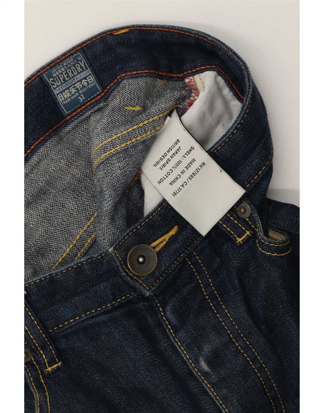 Superdry Herren Jeansshorts W32 Mittelblaue Baumwolle