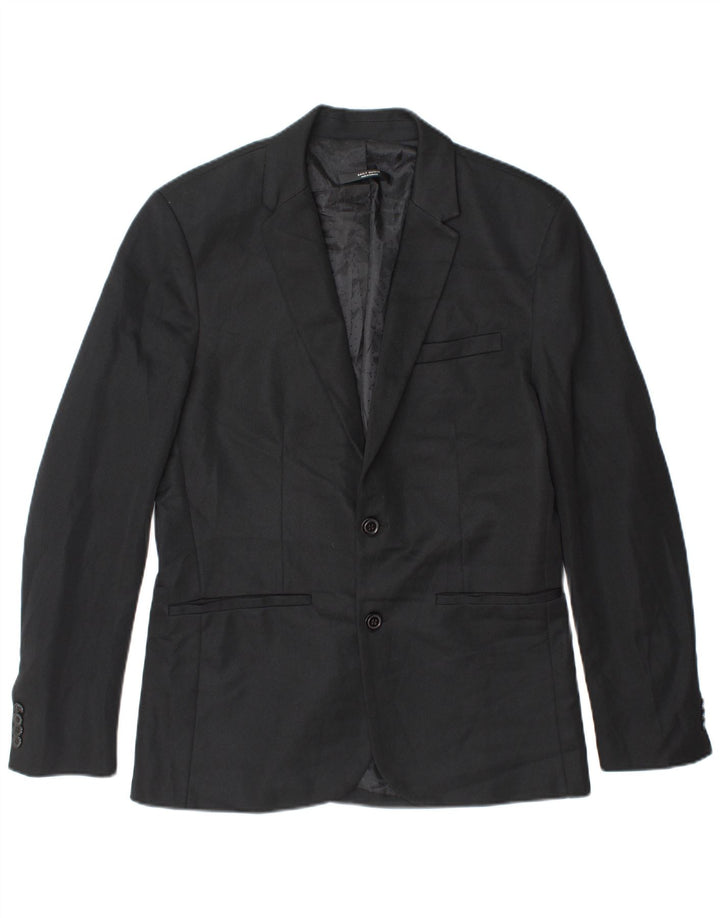 Zara Herren-Blazer mit 2 Knöpfen, UK 40, Größe L, Schwarz, Polyester