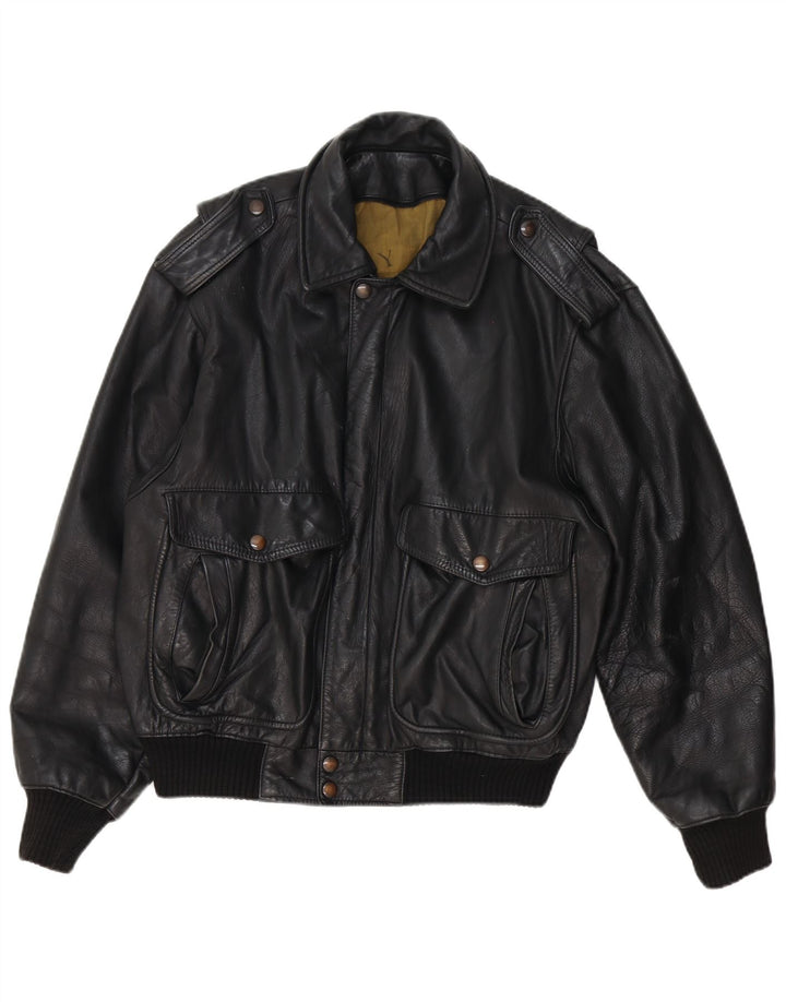 Forester Herren Militärlederjacke IT 50 Large Schwarz