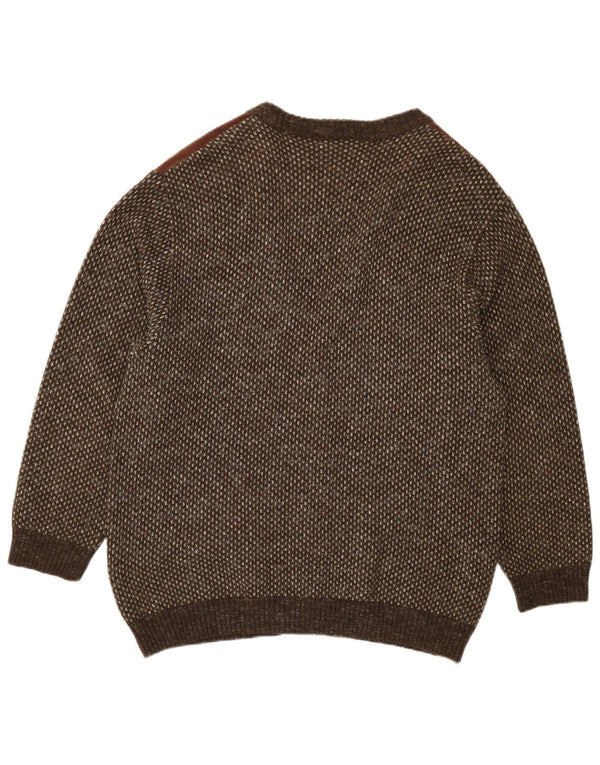 Suspense Mens Cardigan Sweater IT 54 XL Brown Geometric Acrylic