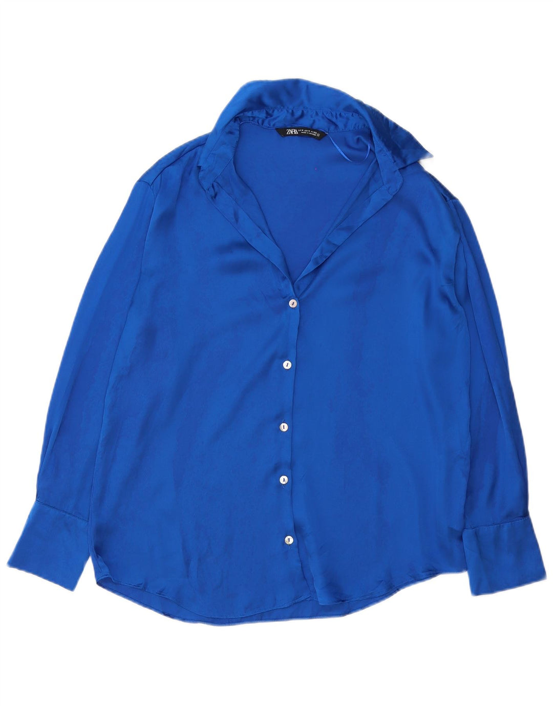 ZARA Damen Hemdbluse UK 14 Mittelblaues Polyester