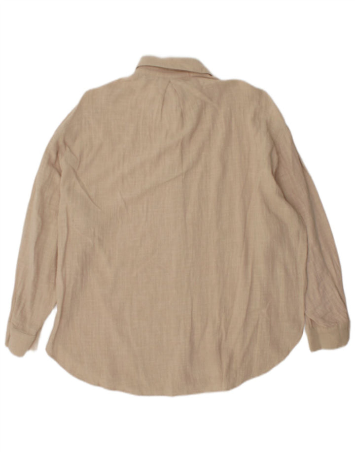 Zara Damen Übergroßes Hemd UK 6 XS Beige Baumwolle