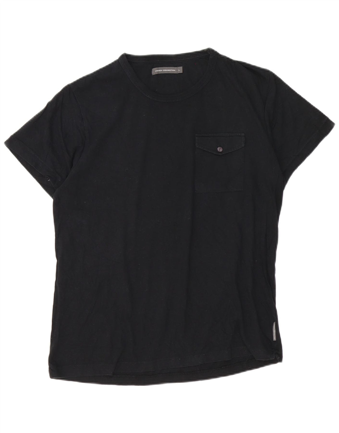 French Connection Herren-T-Shirt-Oberteil, groß, aus schwarzer Baumwolle
