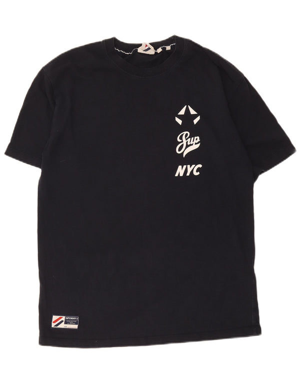 Superdry Damen-T-Shirt in Übergröße mit Grafik, UK 10, Größe S, Marineblau, Baumwolle