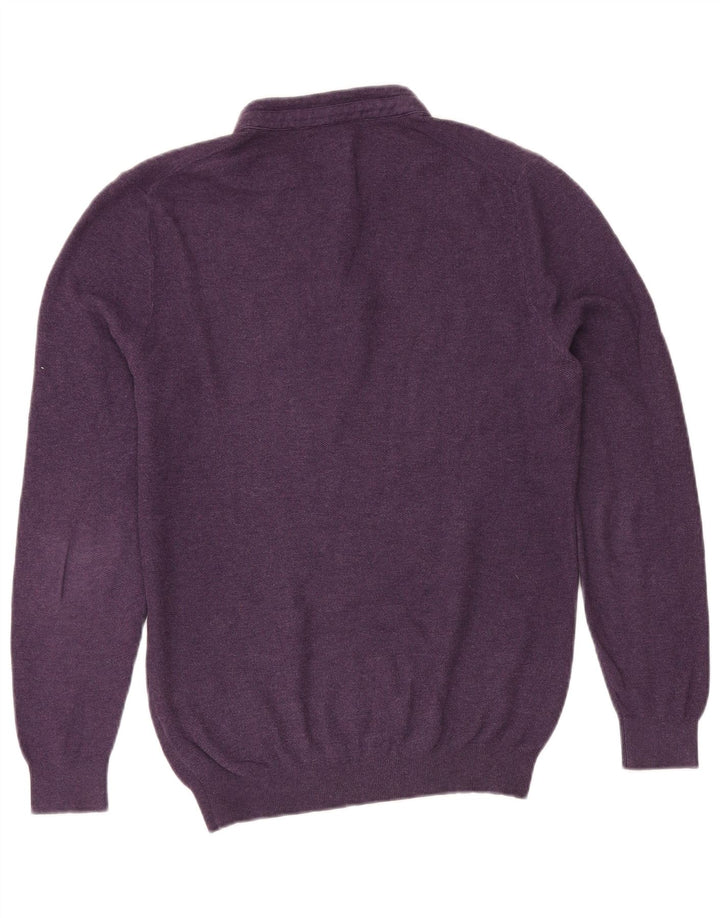 Massimo Dutti Herren-Pullover mit Knopfkragen, Größe L, Lila