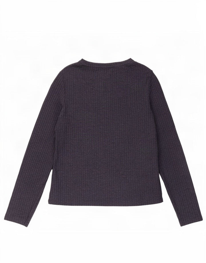 Marks & Spencer Damen Top Langarm UK 14 Medium Marineblau Polyester
