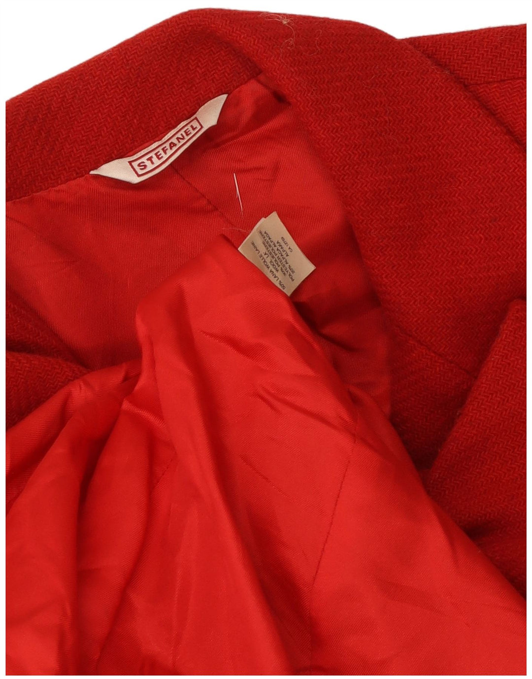 Stefanel Damen-Blazerjacke mit 3 Knöpfen, UK 14, mittelrote Wolle