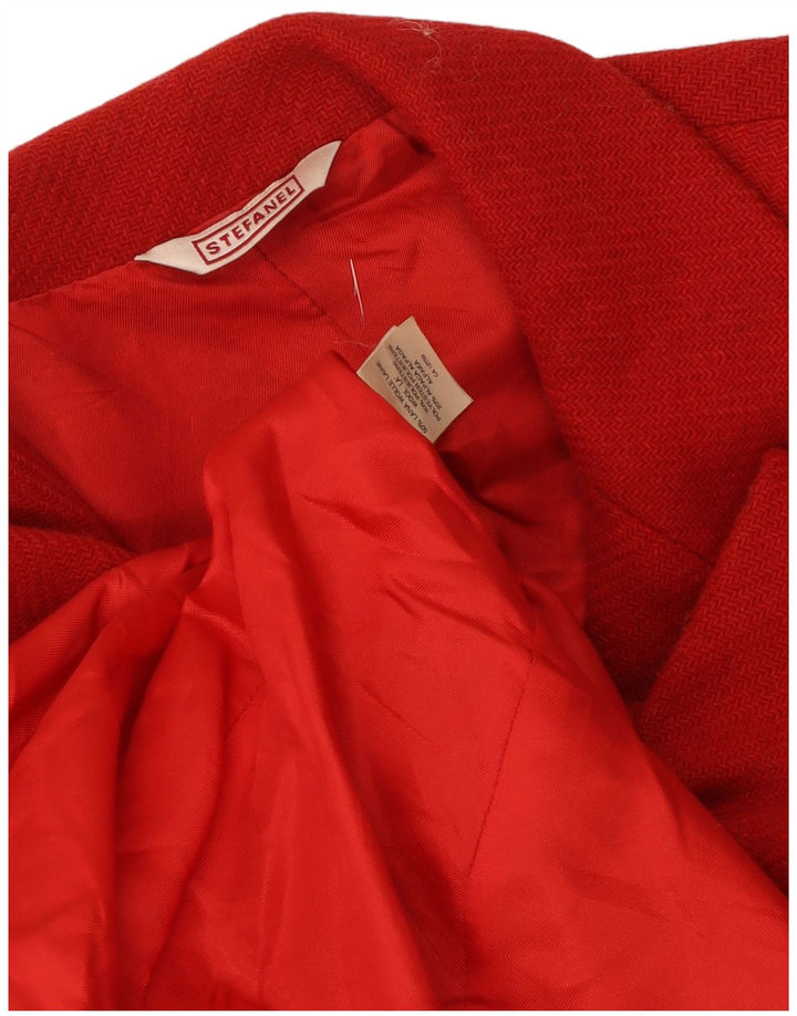 Stefanel Damen-Blazerjacke mit 3 Knöpfen, UK 14, mittelrote Wolle