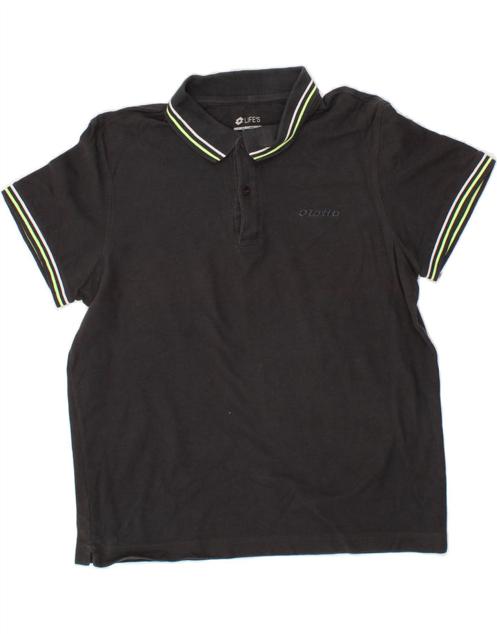 LOTTO Mens Polo Shirt Large Black Vintage Lotto and Second-Hand Lotto from Messina Hembry 