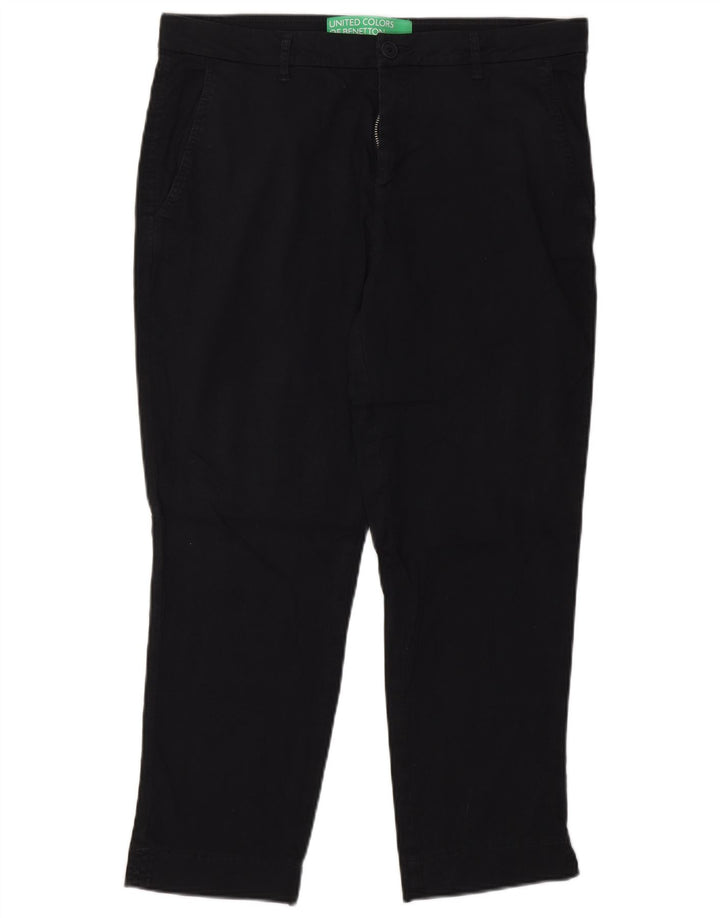 BENETTON Womens Tapered Cropped Trousers W32 L25 Black