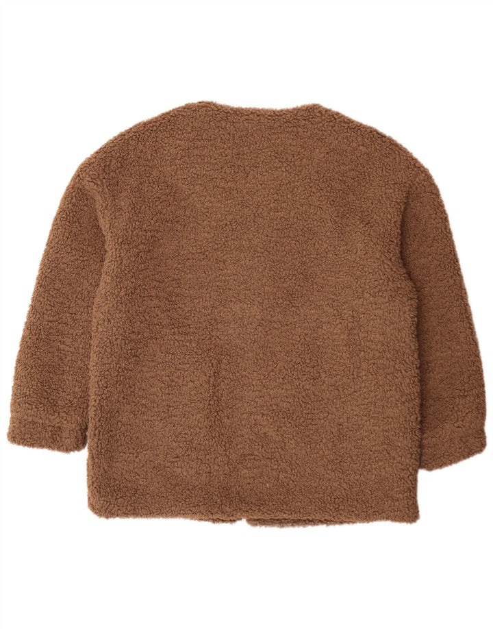Zara Damen-Teddybär-Übergröße-Fleecejacke, UK 6, XS, braun, Polyester