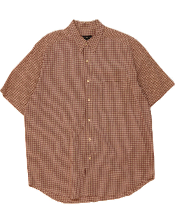EDDIE BAUER Herren-Kurzarmhemd, groß, braun, kariert, Baumwolle
