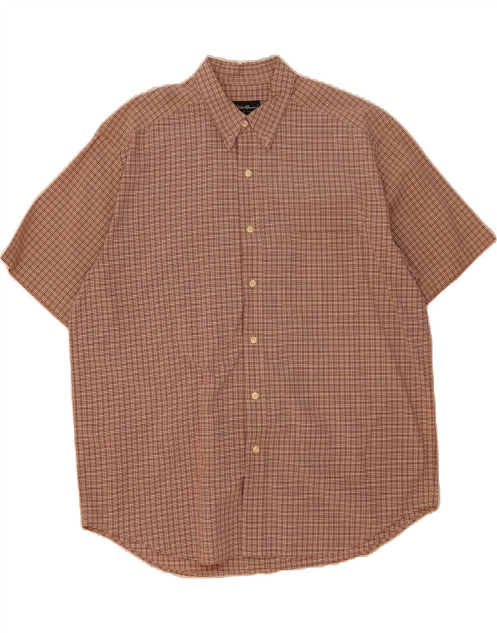 EDDIE BAUER Herren-Kurzarmhemd, groß, braun, kariert, Baumwolle