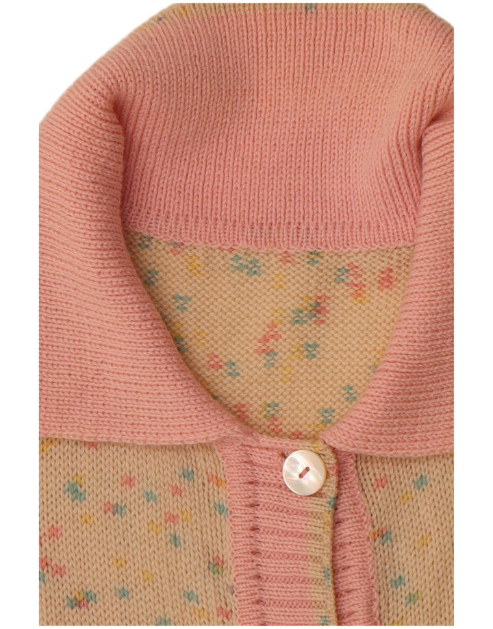 VINTAGE Damen Strickjacke UK 14 Mittelbeige meliert