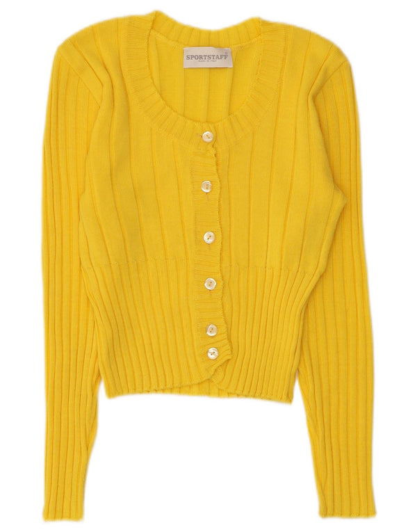 Sport Staff Damen Crop Cardigan Pullover UK 10 Small Gelb