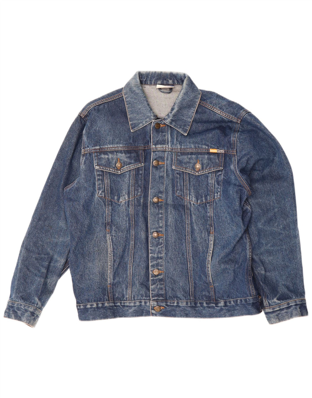 DENIM STYLE Mens Denim Jacket UK 44 2XL Blue Cotton