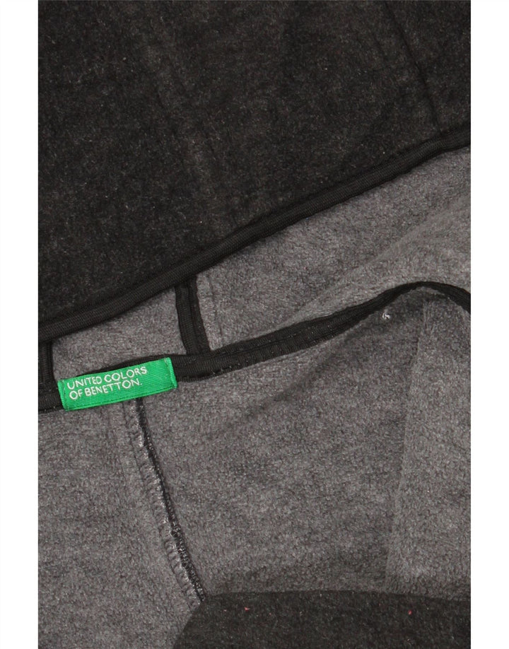 Benetton Damen-Fleecejacke mit Kapuze, UK 12, Mittelgrau