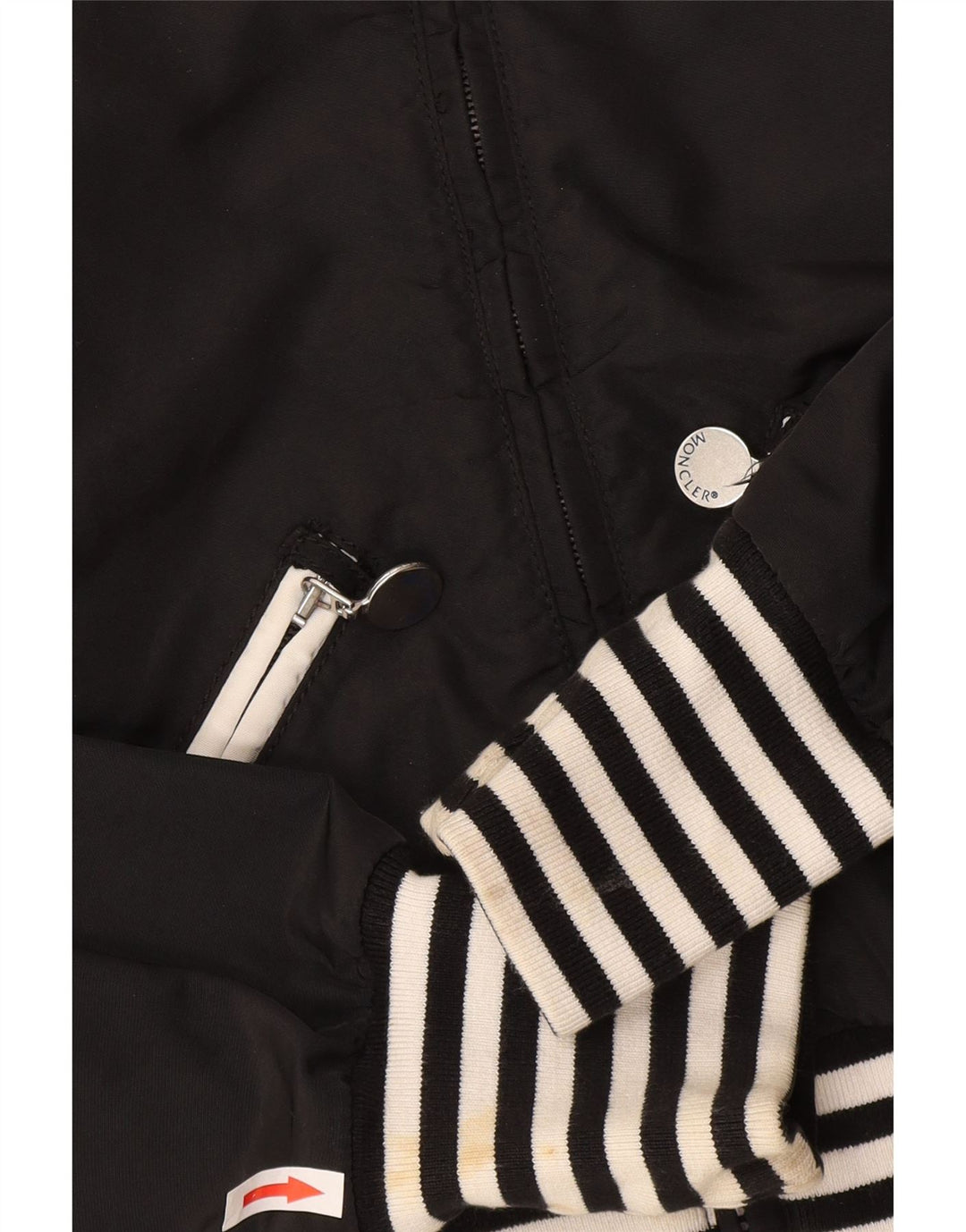 Moncler Crop Bomberjacke für Mädchen, 9–10 Jahre, schwarz gestreift, Polyamid