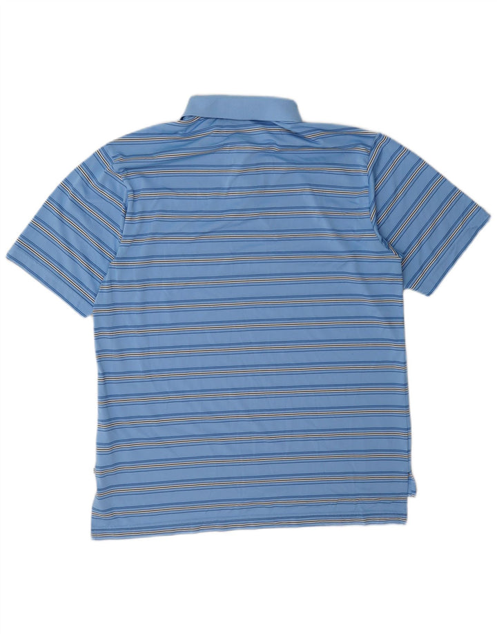 Adidas Herren-Poloshirt, groß, blau gestreift, Polyester