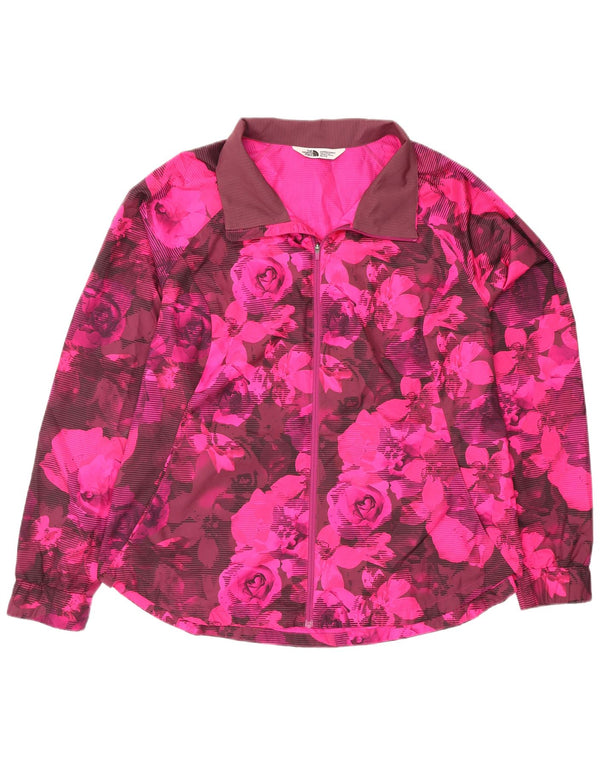 The North Face Damen-Trainingsanzug-Top-Jacke UK 18 XL Pink Floral Polyester