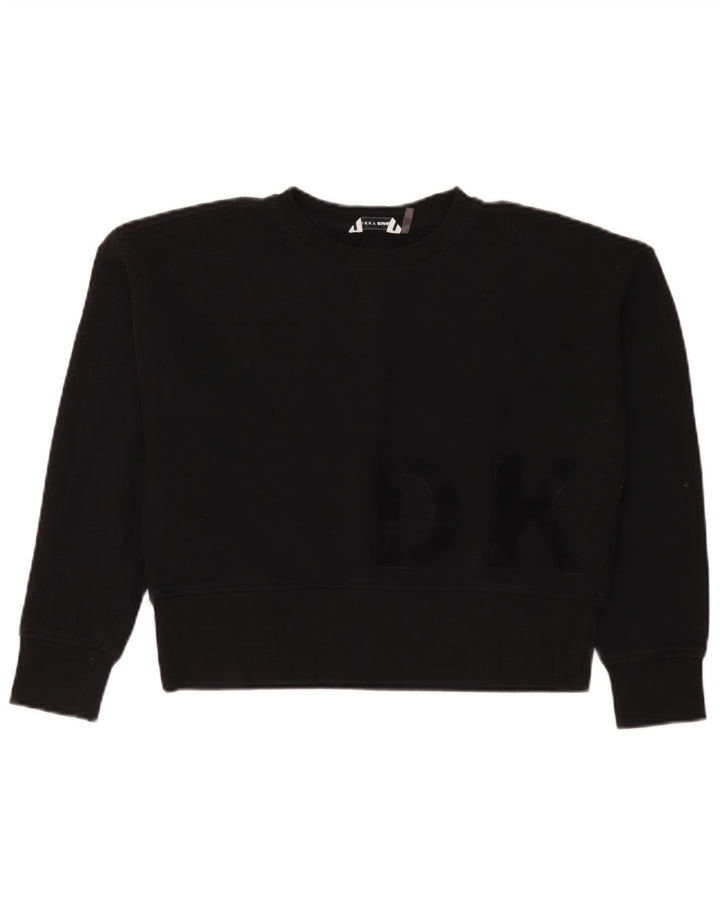 Dkny Damen-Pullover, übergroß, Crop Graphic, Sweatshirt, Gr. 10, Größe S, Schwarz