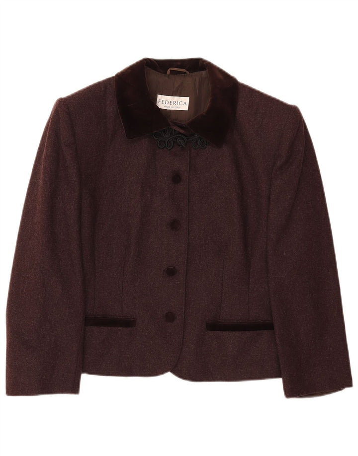 Federica Damen-Blazerjacke mit 5 Knöpfen, UK 14, mittelbraune Wolle