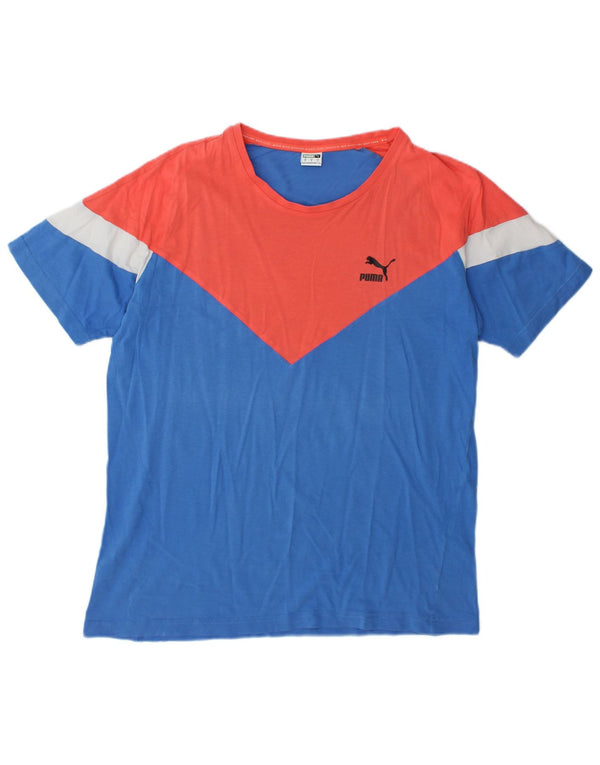 Puma Herren T-Shirt Top Mittelblau Farbblock