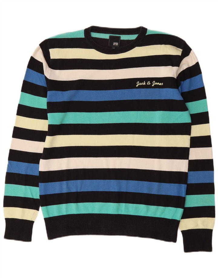 Jack & Jones Herren-Pullover mit Rundhalsausschnitt, mittelgroß, mehrfarbig gestreift