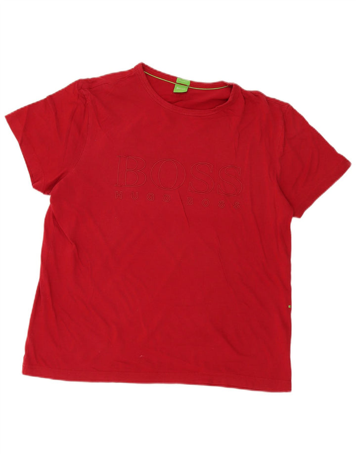 Hugo Boss Herren-T-Shirt mit Grafik, groß, aus roter Baumwolle