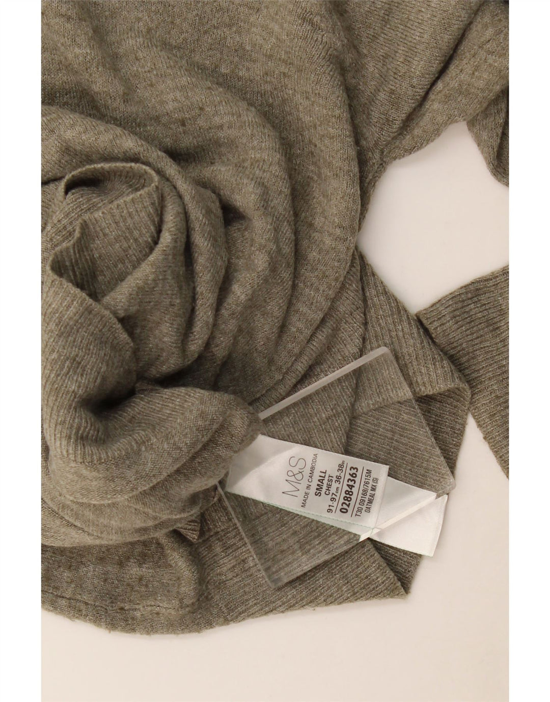 Marks & Spencer Herren-Pullover mit V-Ausschnitt, klein, Khaki, geflecktes Acryl