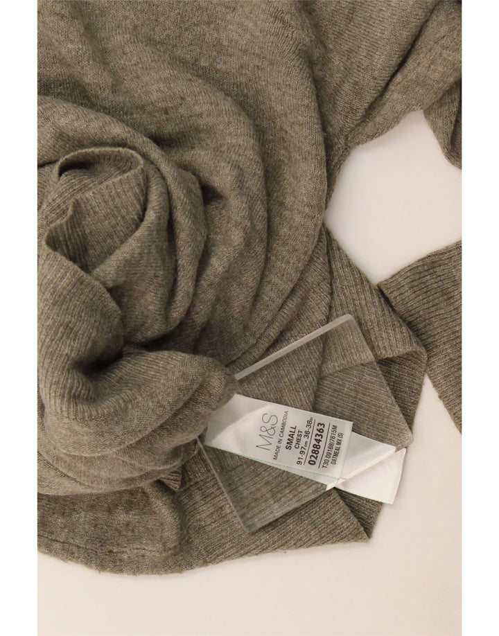 Marks & Spencer Herren-Pullover mit V-Ausschnitt, klein, Khaki, geflecktes Acryl