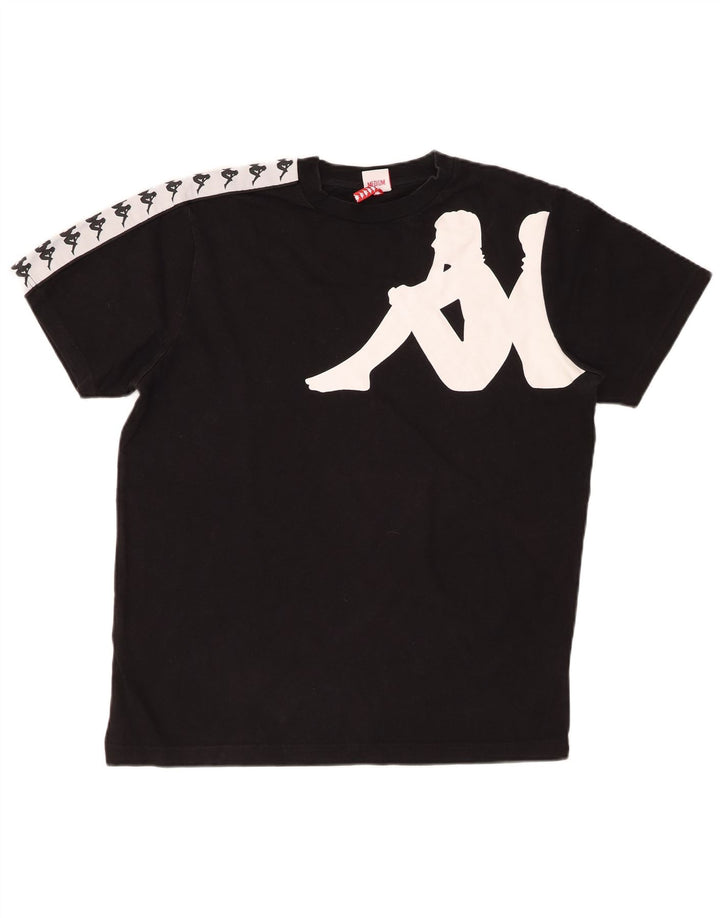 KAPPA Herren Grafik-T-Shirt-Oberteil aus mittelschwarzer Colourblock-Baumwolle