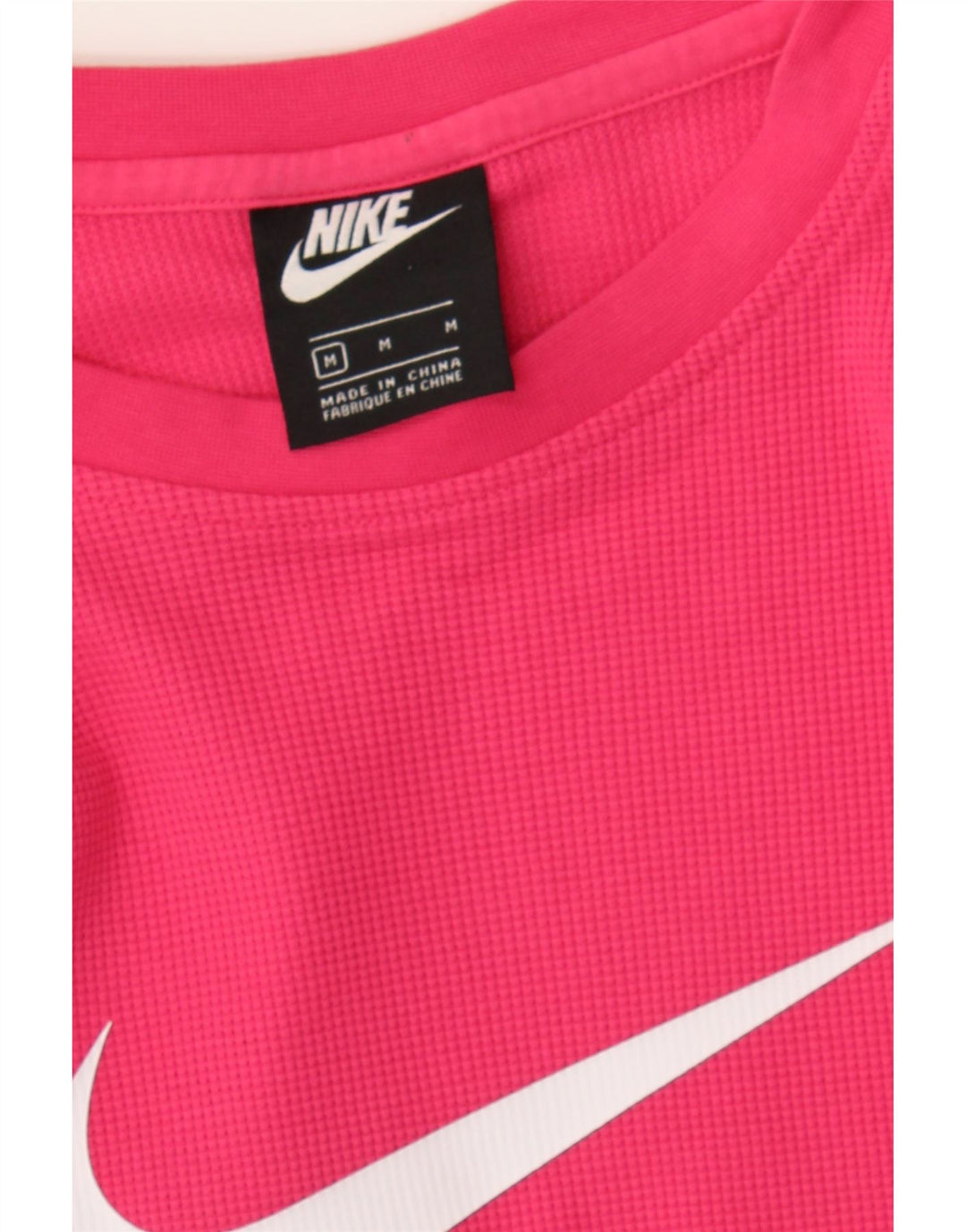 NIKE Womens Crop Graphic Top Long Sleeve UK 12 Medium Pink Cotton Vintage Nike and Second-Hand Nike from Messina Hembry 