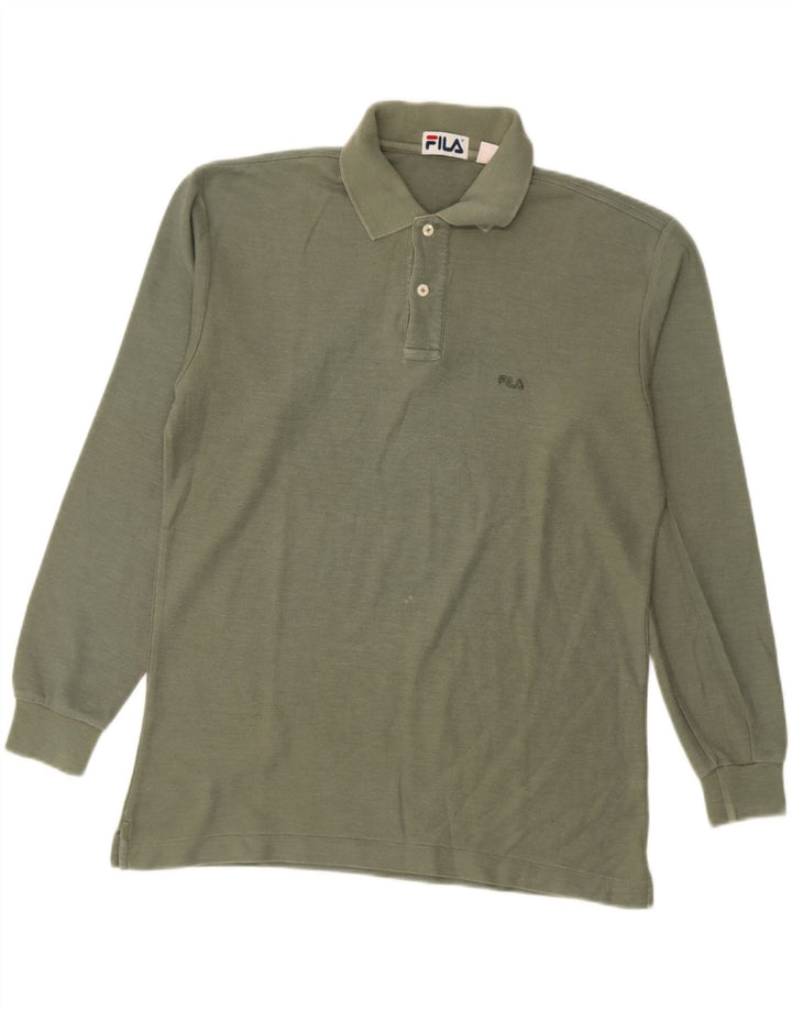 Fila Herren Langarm-Poloshirt IT 48 Mittelgrüne Baumwolle