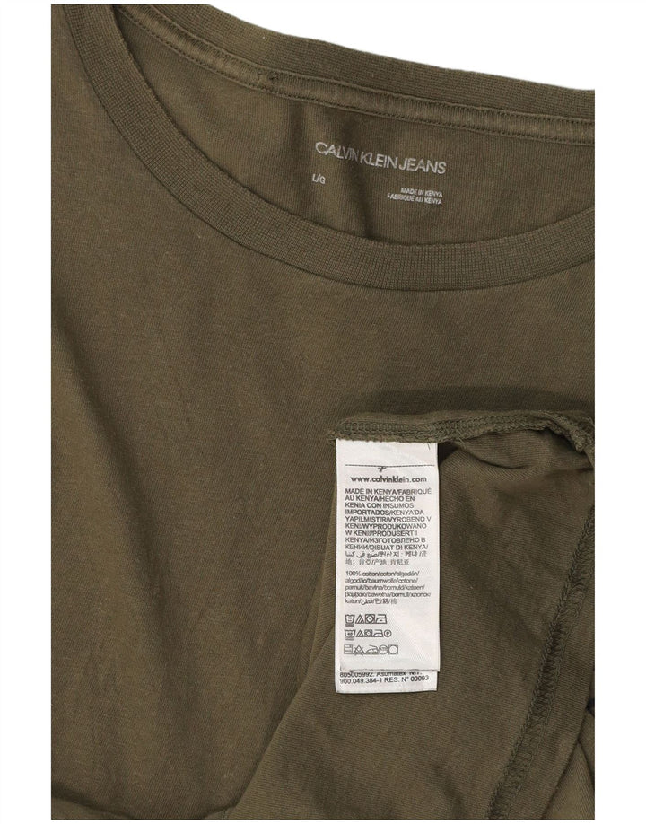 CALVIN KLEIN JEANS Herren T-Shirt mit Grafik, groß, Khaki, Baumwolle