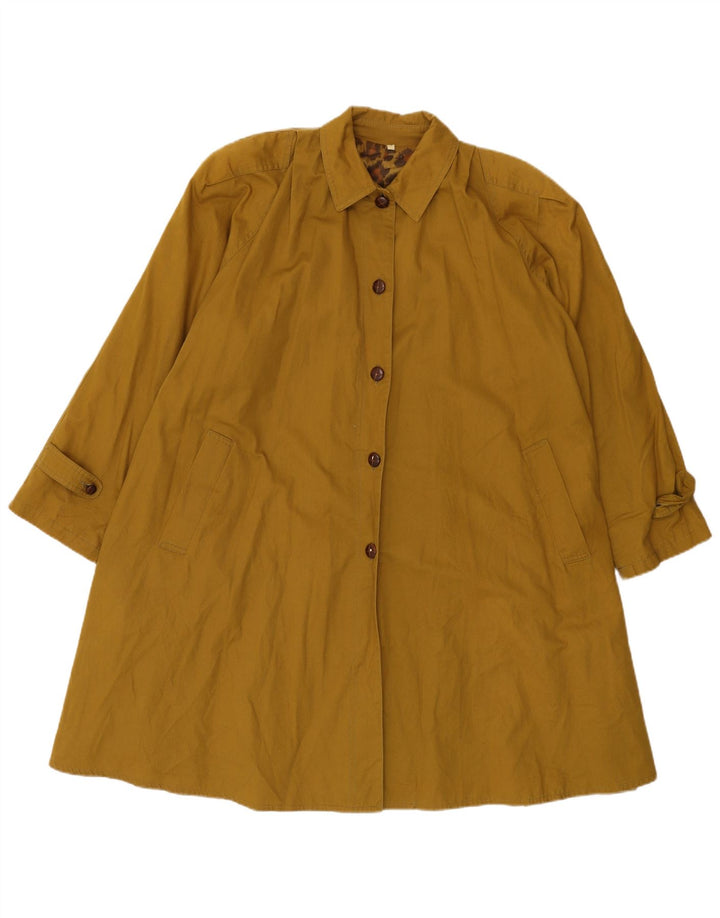 VINTAGE Damen Übergroßer Mantel UK 10 Small Khaki Acetate