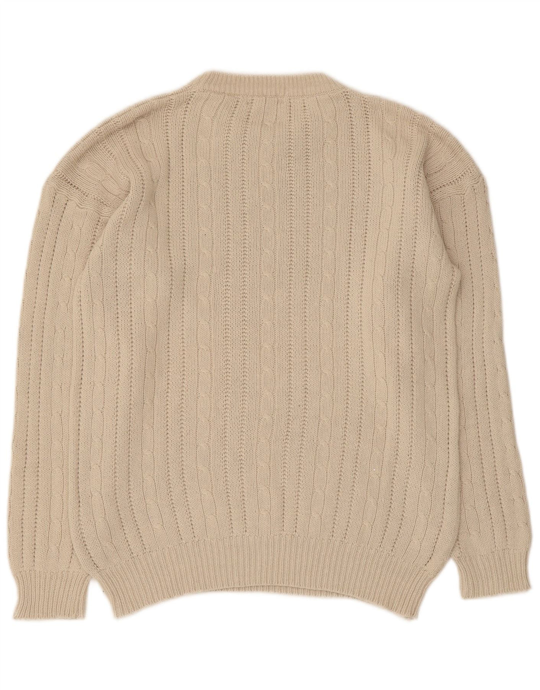 Uno Due Herren-Pullover mit Rundhalsausschnitt, Größe S, beige, Baumwolle