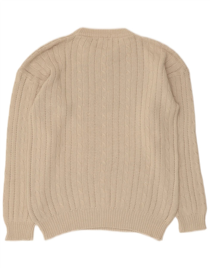 Uno Due Herren-Pullover mit Rundhalsausschnitt, Größe S, beige, Baumwolle